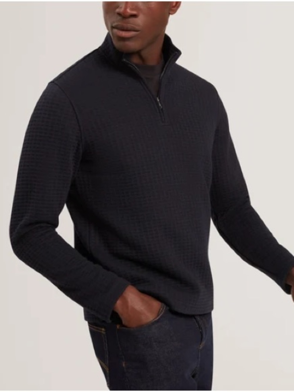 Ted Baker Men's Black Textured Half-Zip Sweater
